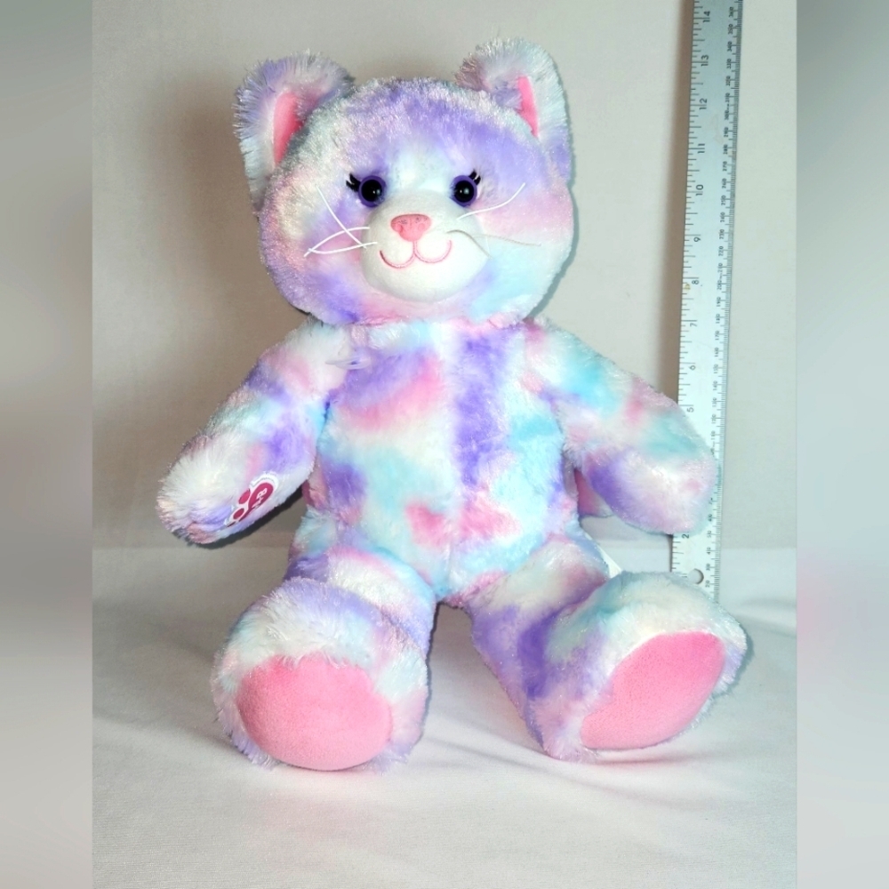 Build A Bear Rainbow Color Plush Stuffed Animal 2012, Pastel Dye, Kitty 15" Tall